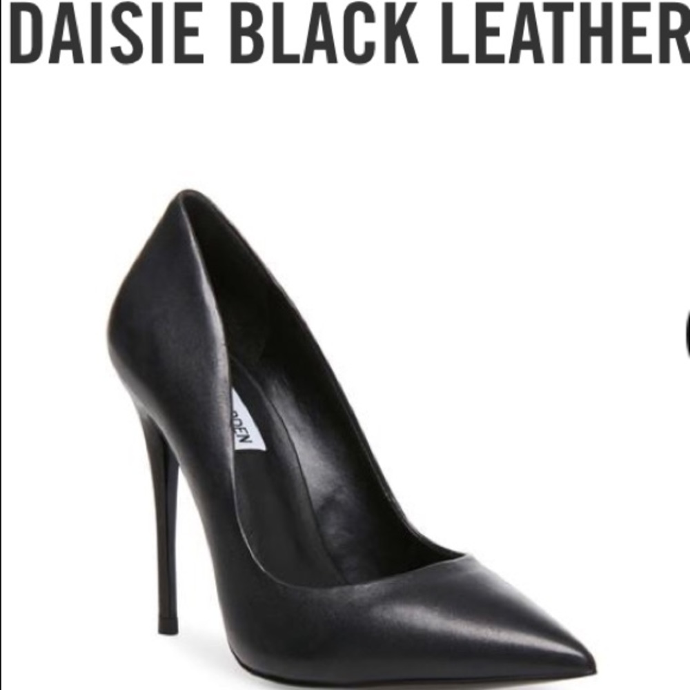 STEVE MADDEN DAISIE BLACK LEATHER PUMPS